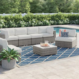 6-Piece Grey Mix Rattan Wicker Outdoor Sectional Patio Set - Omega Lifestyles