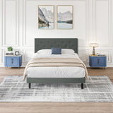 Twin Upholstered Linen Platform Bed Frame With Headboard - Omega Lifestyles
