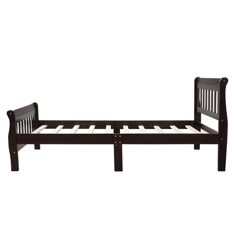 Twin Solid Wood Sleigh Platform Bed Frame With Headboard - Omega Lifestyles