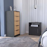 2-Piece Full Bedroom Set Black Particle Board Furniture