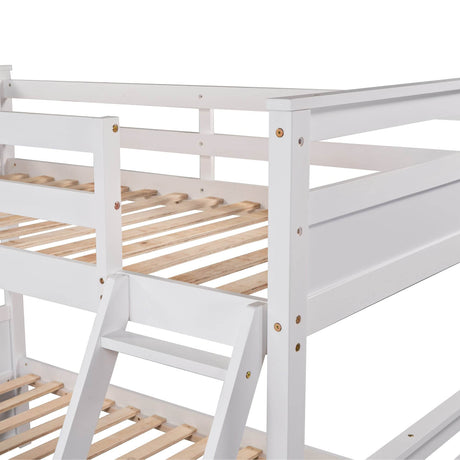 Twin Over Full Solid Wood White Bunk Bed With Storage - Omega Lifestyles