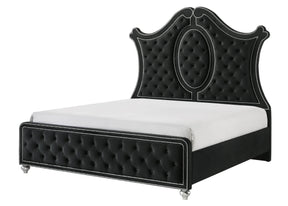 King Panel Bed Tufted Headboard Luxurious Upholstery - Omega Lifestyles