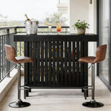 Multipurpose Black Metal Wood Bar Table With Storage