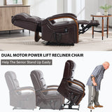 Power Lift Recliner Chair Faux Leather Massage Heat - Omega Lifestyles