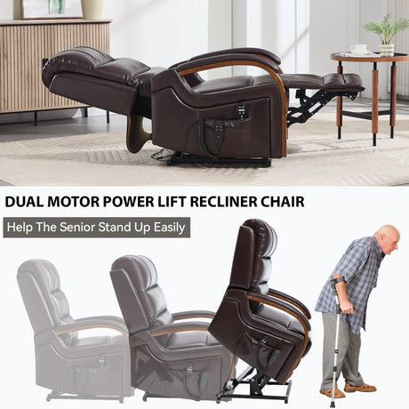 Power Lift Recliner Chair Faux Leather Massage Heat - Omega Lifestyles