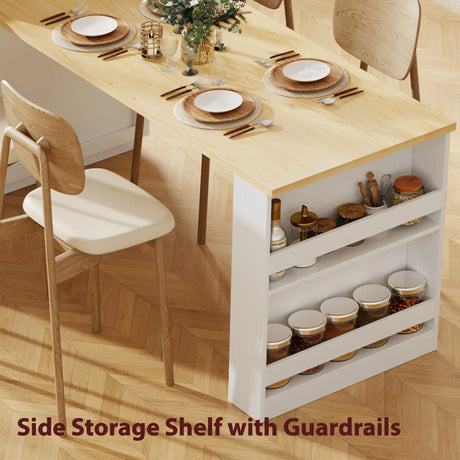 Extendable Kitchen Island With Dining Table Storage - Omega Lifestyles