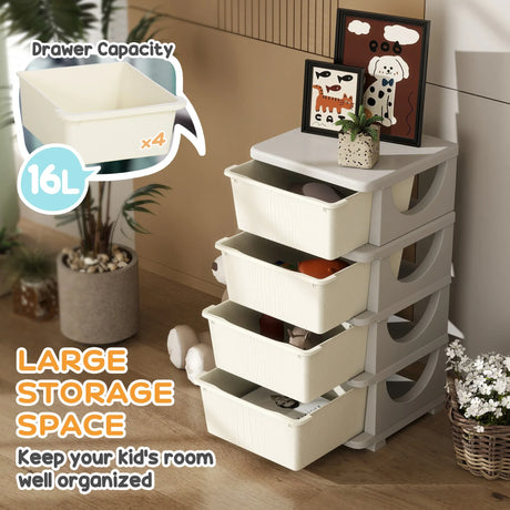 Kids Plastic 4-Drawer Compact Storage Organizer Unit - Omega Lifestyles