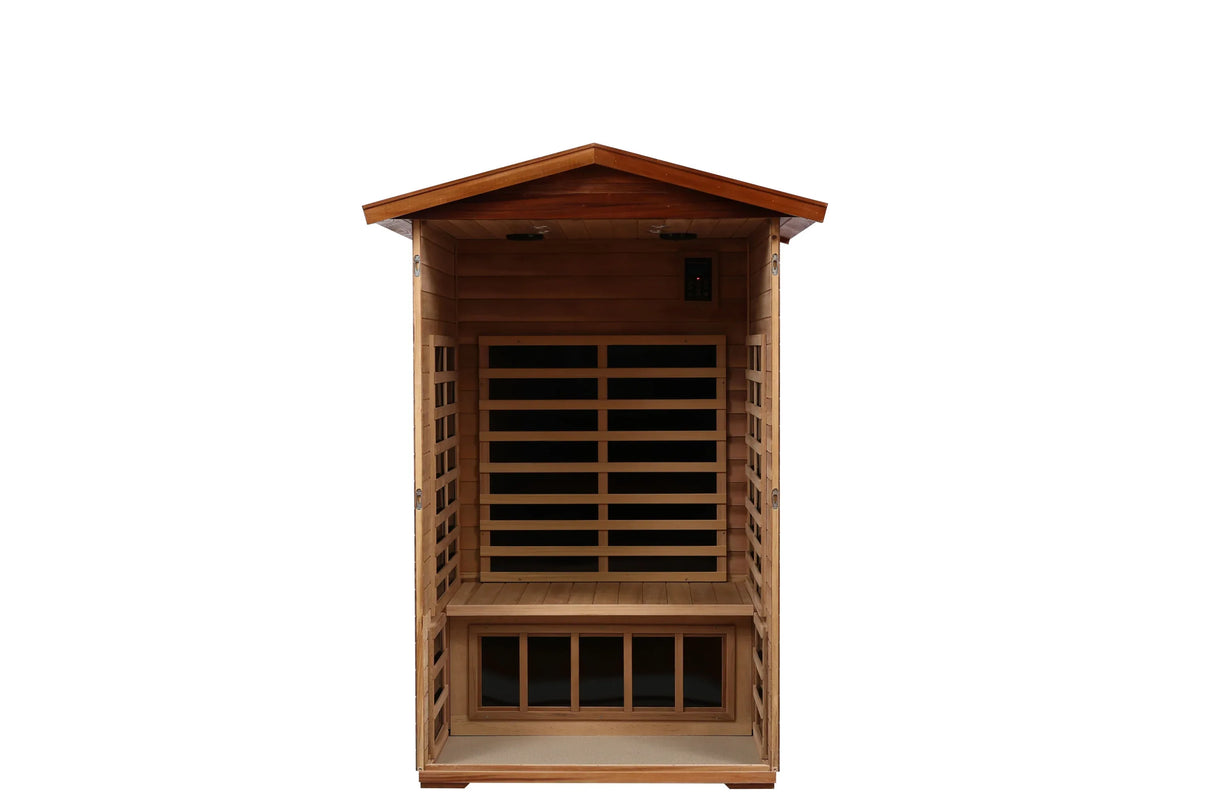 Outdoor Solid Wood Red Cedar 4-Person Infrared Sauna - Omega Lifestyles