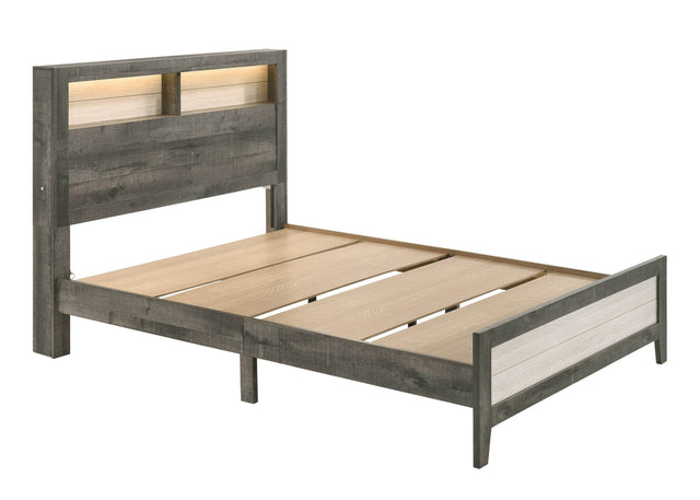 King Size Wood Platform Bed With Storage Lighting - Omega Lifestyles