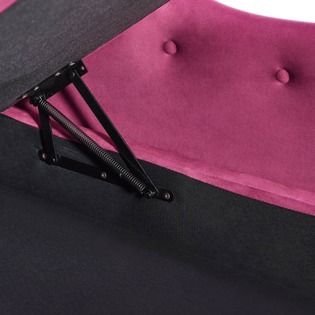 Velvet Upholstered Medium Firm Storage Chaise Lounge Bench - Omega Lifestyles