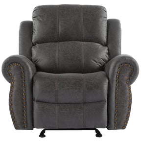 Slate Microfiber Manual Glider Recliner Chair With Rolled Arms - Omega Lifestyles