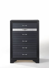 Modern Black Synthetic Wood 5-Drawer Chest - Omega Lifestyles