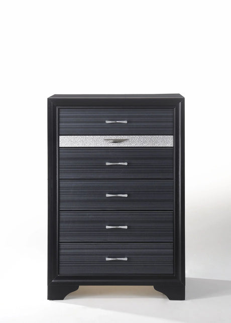 Modern Black Synthetic Wood 5-Drawer Chest - Omega Lifestyles