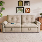 Convertible Flannelette Two-in-One Sofa Bed Brown