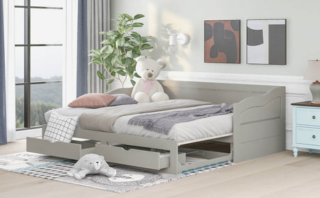 Extendable Solid Wood Twin Daybed With Trundle Drawers - Omega Lifestyles