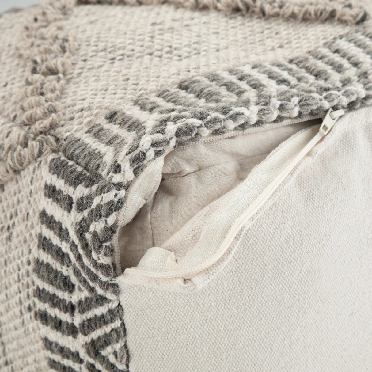 Handcrafted Wool Cotton Square Pouf Accent Furniture - Omega Lifestyles