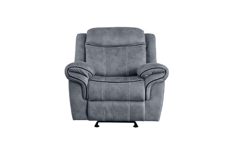 Two-Tone Gray Velvet Motion Glider Recliner Chair - Omega Lifestyles