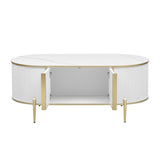 Modern Fluted MDF Coffee Table With Storage Cabinets - Omega Lifestyles