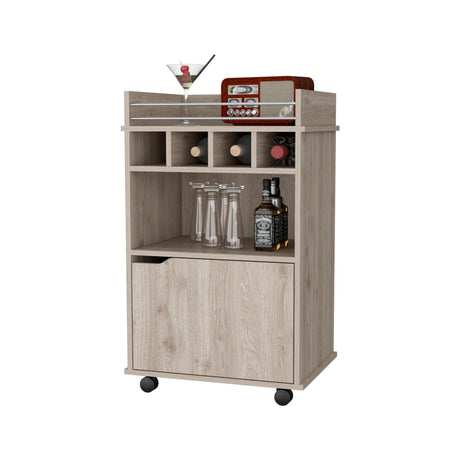Modern Particle Board Wood Bar Cart With Wine Holders - Omega Lifestyles