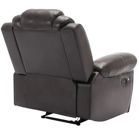 Manual Recliner Brown Faux Leather Chair With LED Light Strip - Omega Lifestyles