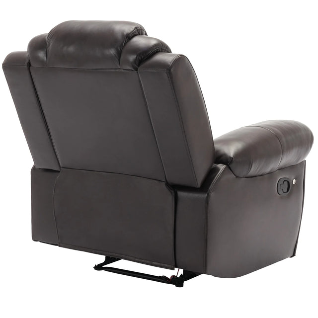 Brown Faux Leather Manual Recliner Chair With LED Light - Omega Lifestyles