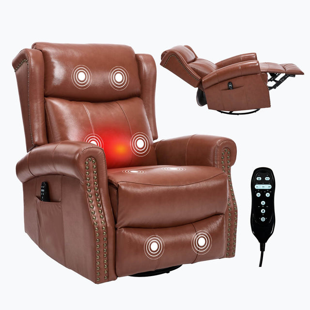 Genuine Leather Medium-Firm Massage Recliner Chair - Omega Lifestyles