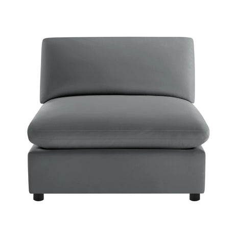 Plush Modern Armless Slipper Chair With Solid Wood Legs - Omega Lifestyles