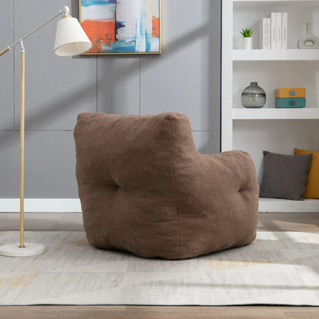 Soft Teddy Fabric Tufted Foam Bean Bag Chair Coffee - Omega Lifestyles