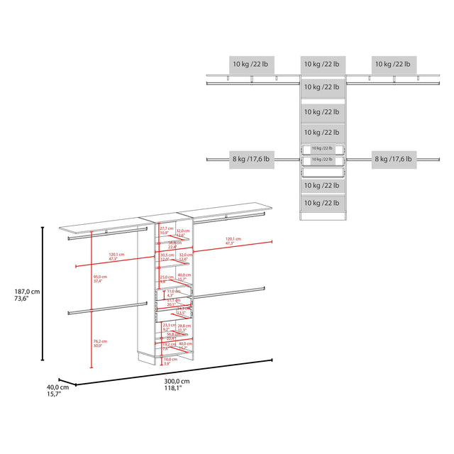 Modular Closet Organizer System With Hanging Rods Drawers - Omega Lifestyles