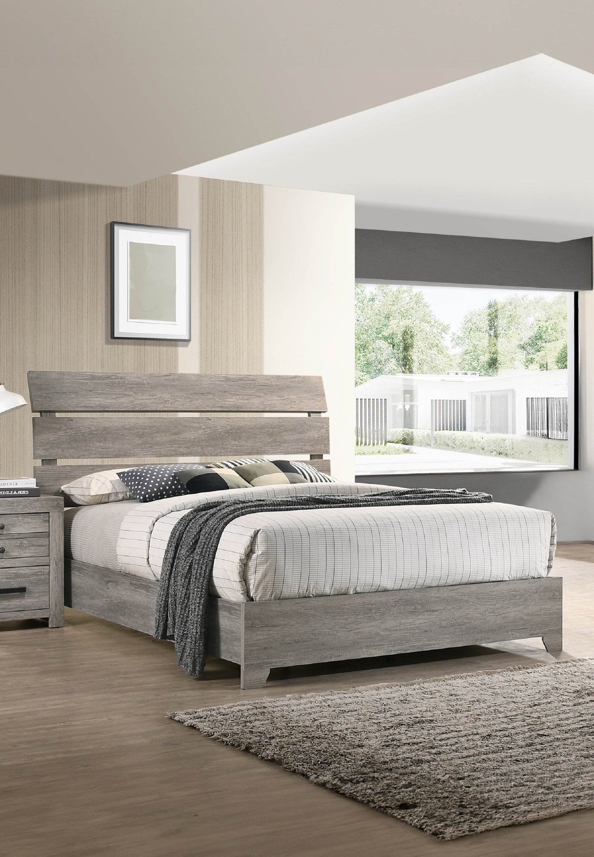 Contemporary Rustic Gray Wood King Platform Bed Frame - Omega Lifestyles