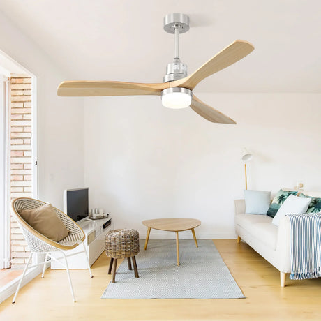 52-Inch Remote-Controlled Reversible Wood Blade Ceiling Fan - Omega Lifestyles