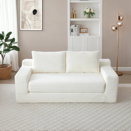 Convertible Corduroy Memory Foam Loveseat Sofa Bed - Omega Lifestyles