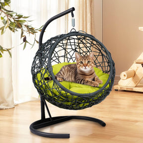 Indoor Green Cat Swing Bed With Stand And Cushion - Omega Lifestyles