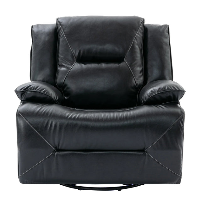 Manual Black Leather Gel Recliner Chair With LED Light Strip - Omega Lifestyles