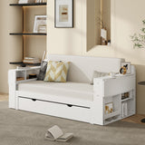 Full Size Multifunctional Wood Daybed With Desk Storage