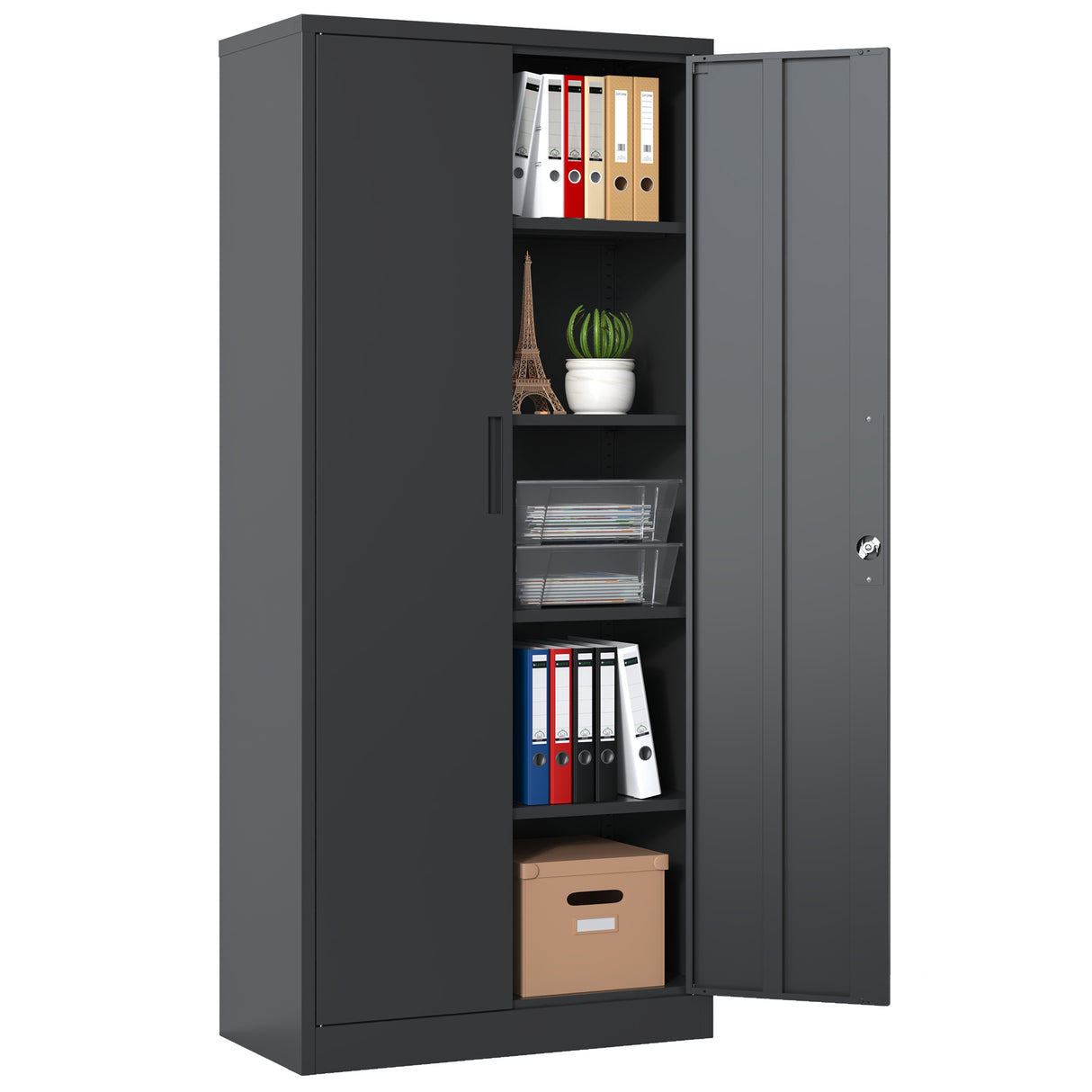 Heavy Metal Locking Garage Storage Cabinet With Shelves