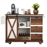 Farmhouse Sliding Barn Door Kitchen Island Cart - Omega Lifestyles