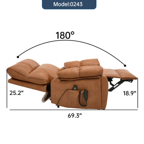 Orange Medium-Firm Faux Leather Power Lift Massage Chair - Omega Lifestyles
