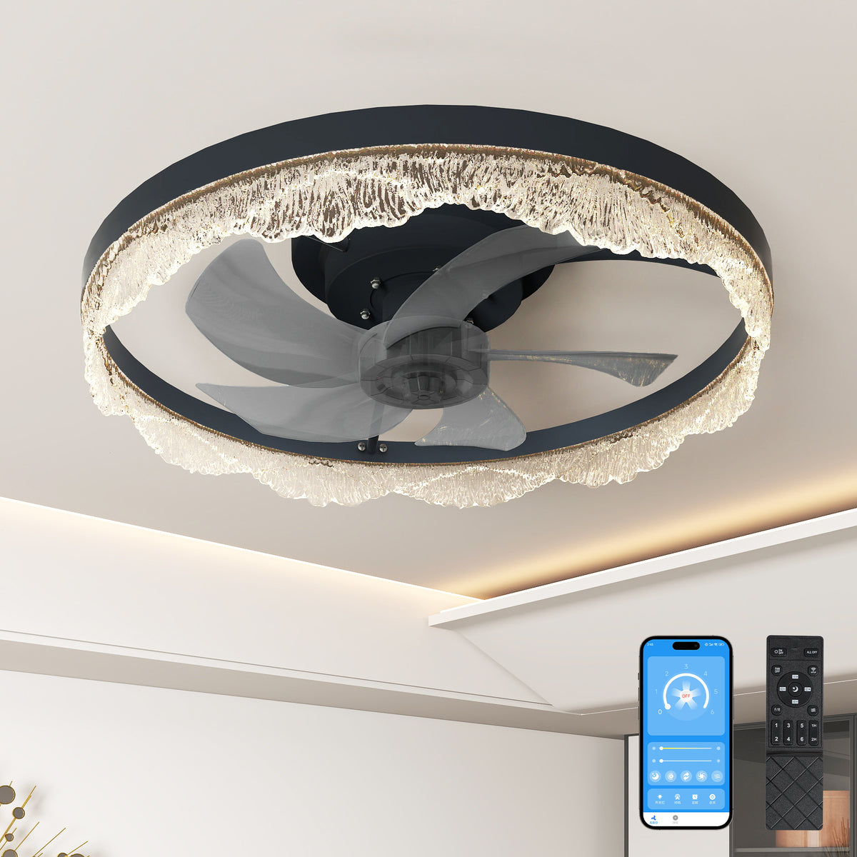 Modern 20-Inch Decorative LED Ceiling Fan Light