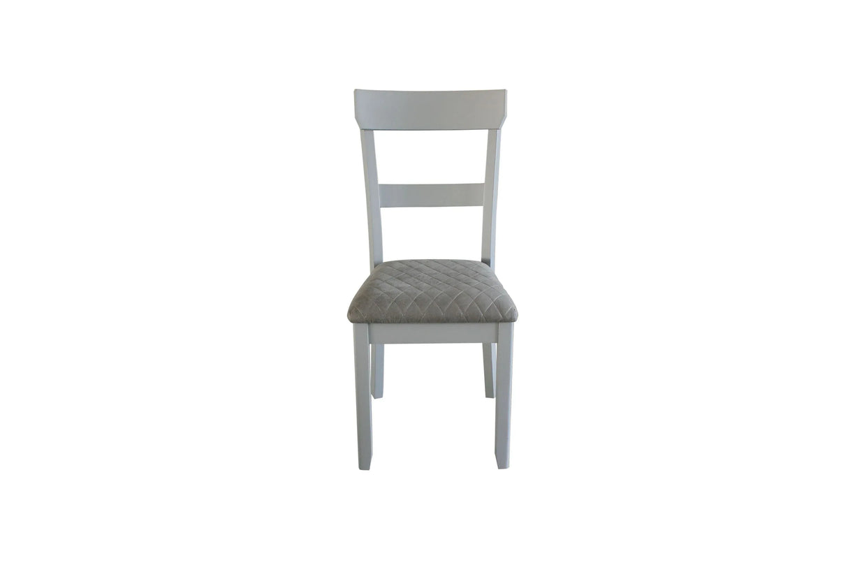 Set Of 2 Two-Tone Gray Fabric Pearl Finish Side Chairs - Omega Lifestyles