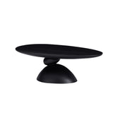Minimalist Black Fiberglass Lucky Stone Oval Coffee Table - Omega Lifestyles