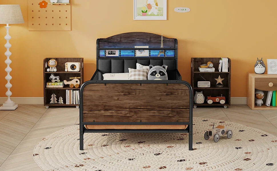 Twin Metal Platform Bed Frame With LED Light - Omega Lifestyles