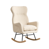 Beige Cotton Upholstered Ergonomic Rocking Chair - Omega Lifestyles