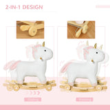 Plush 2-in-1 Rolling Unicorn Plush Rocking Horse - Omega Lifestyles