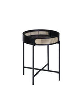 Black Metal And Synthetic Wood Round End Table - Omega Lifestyles