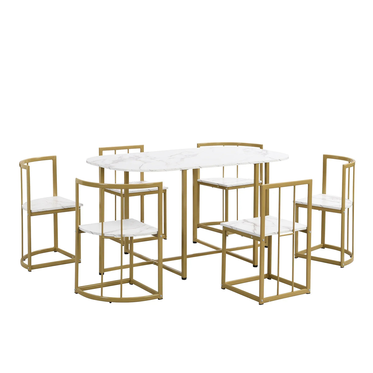 Modern 7-Piece Dining Table Set With Six Chairs - Omega Lifestyles