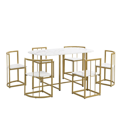 Modern 7-Piece Dining Table Set With Six Chairs - Omega Lifestyles
