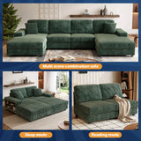 Modern Convertible U-Shaped Corduroy Fabric Sofa - Omega Lifestyles