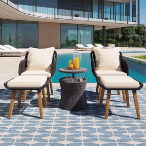 5-Piece Outdoor Rope Patio Furniture Conversation Set - Omega Lifestyles