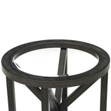 Modern Round Tempered Glass Wood Base Coffee Table - Omega Lifestyles